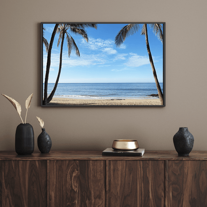 Tranquil Tropical Escape with Palm Trees - Beach Wall Art - Aestheticanvas