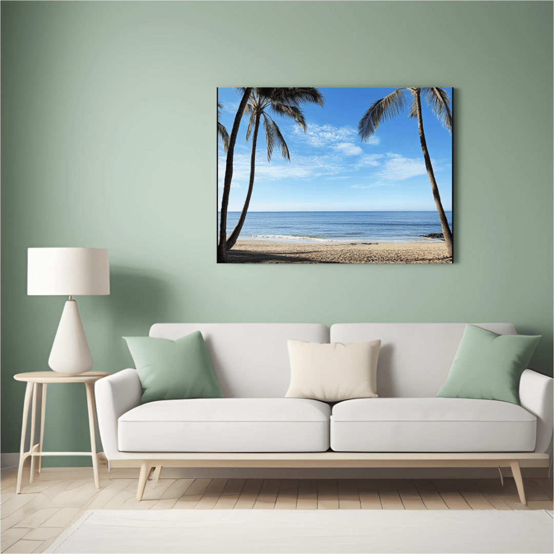 Tranquil Tropical Escape with Palm Trees - Beach Wall Art - Aestheticanvas