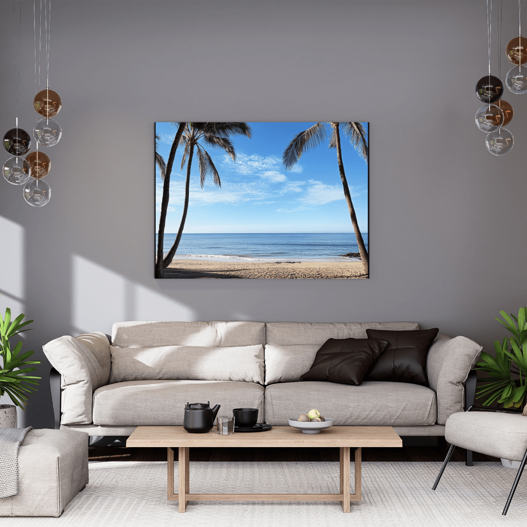 Tranquil Tropical Escape with Palm Trees - Beach Wall Art - Aestheticanvas