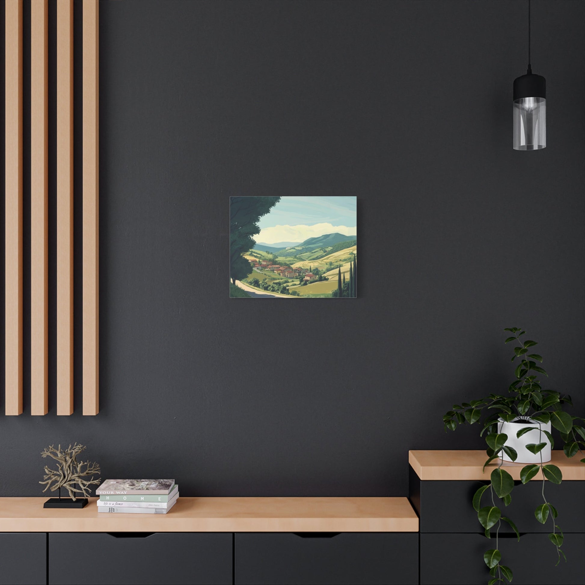 Tranquil Tuscan Village Scene - Countryside Wall Art - Aestheticanvas