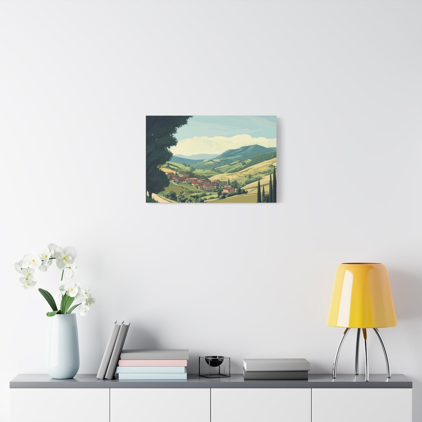 Tranquil Tuscan Village Scene - Countryside Wall Art - Aestheticanvas