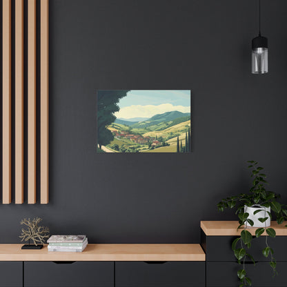 Tranquil Tuscan Village Scene - Countryside Wall Art - Aestheticanvas