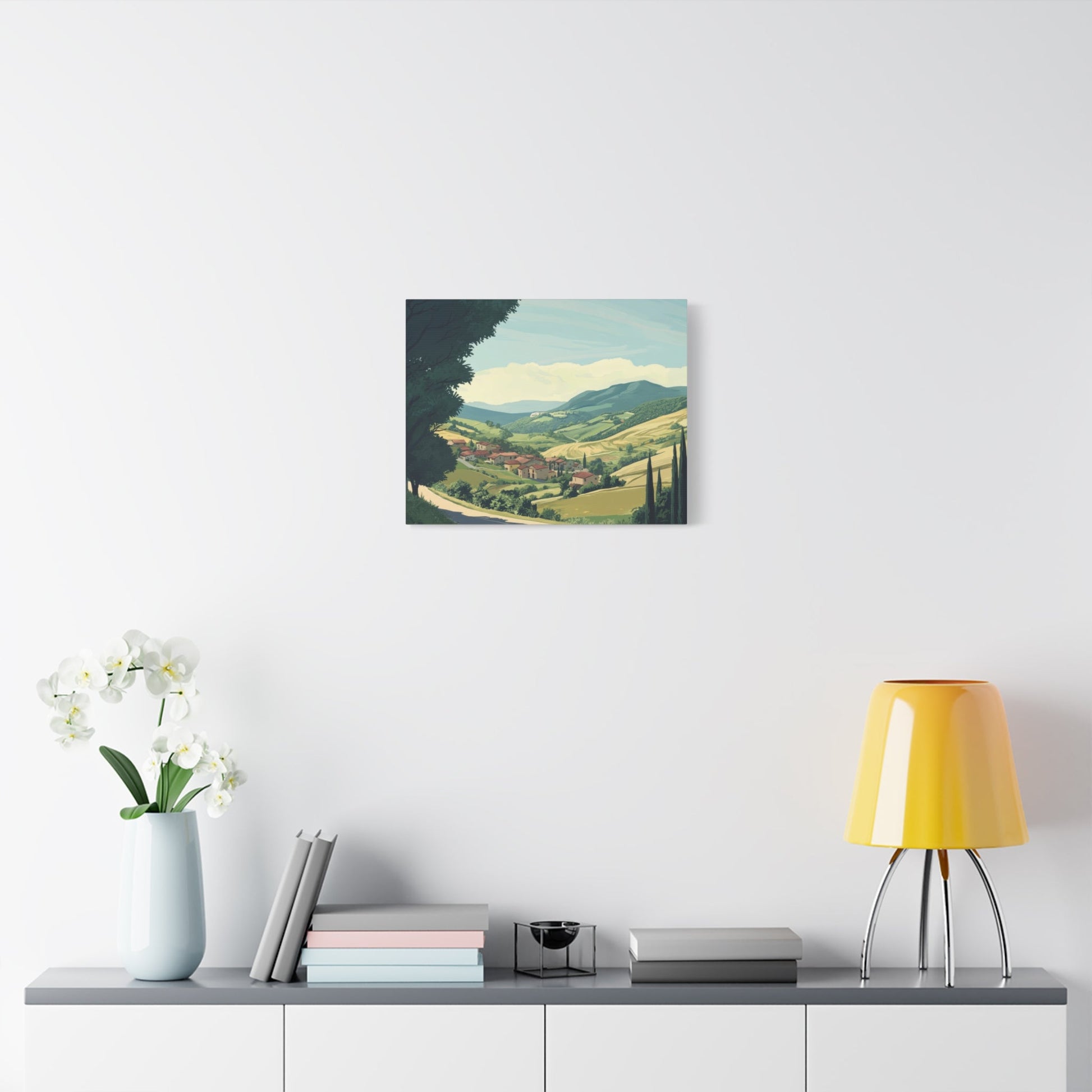 Tranquil Tuscan Village Scene - Countryside Wall Art - Aestheticanvas