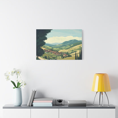 Tranquil Tuscan Village Scene - Countryside Wall Art - Aestheticanvas