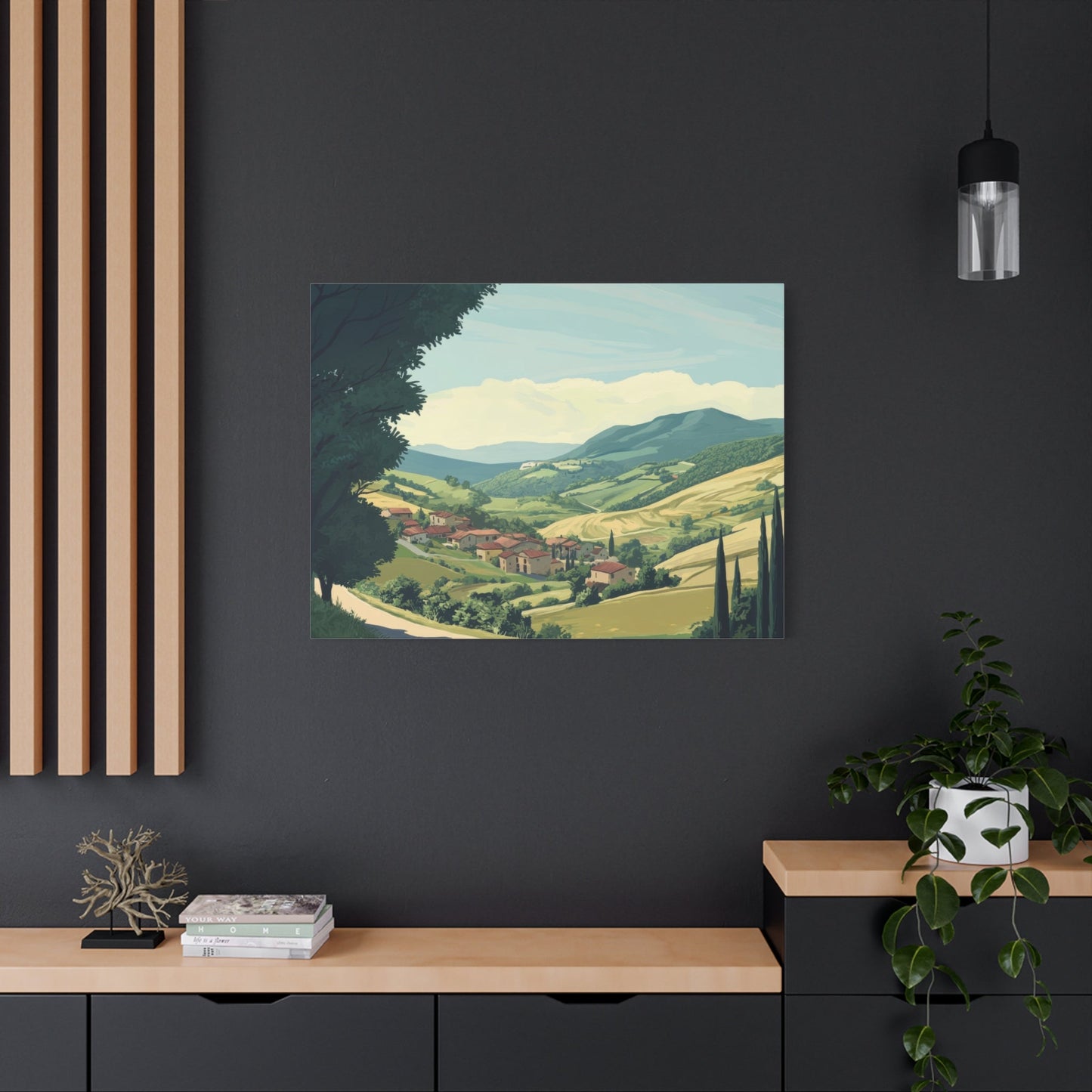 Tranquil Tuscan Village Scene - Countryside Wall Art - Aestheticanvas