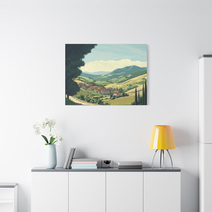 Tranquil Tuscan Village Scene - Countryside Wall Art - Aestheticanvas