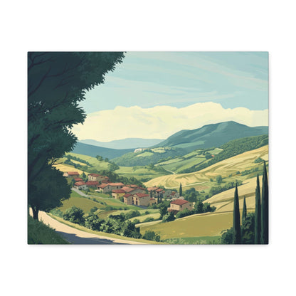 Tranquil Tuscan Village Scene - Countryside Wall Art - Aestheticanvas