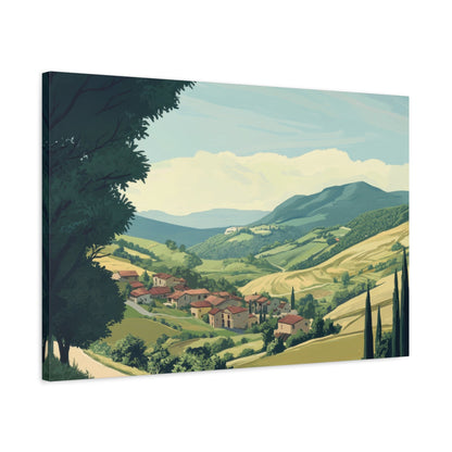 Tranquil Tuscan Village Scene - Countryside Wall Art - Aestheticanvas