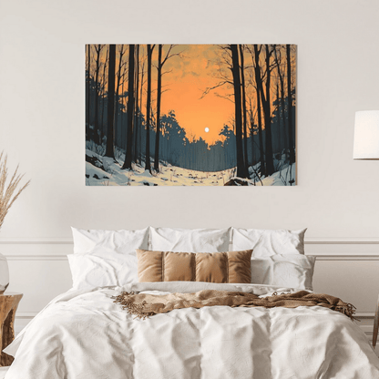 Tranquil Winter Forest Sunrise - Landscape Wall Art - Aestheticanvas