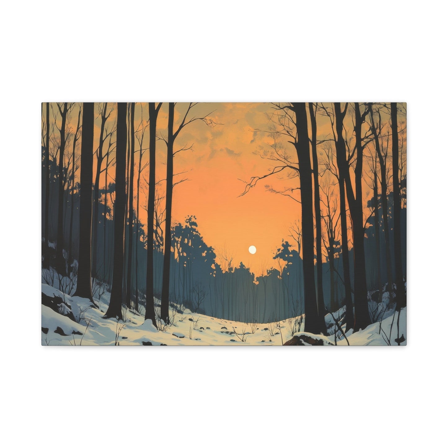 Tranquil Winter Forest Sunrise - Landscape Wall Art - Aestheticanvas