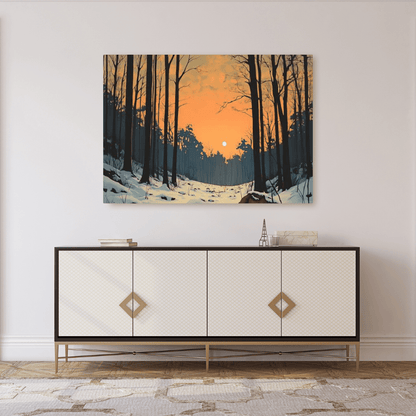 Tranquil Winter Forest Sunrise - Landscape Wall Art - Aestheticanvas