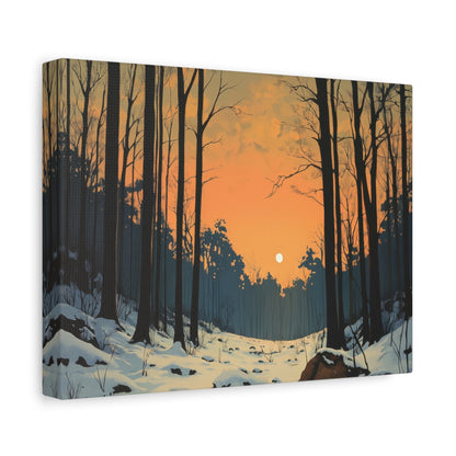 Tranquil Winter Forest Sunrise - Landscape Wall Art - Aestheticanvas