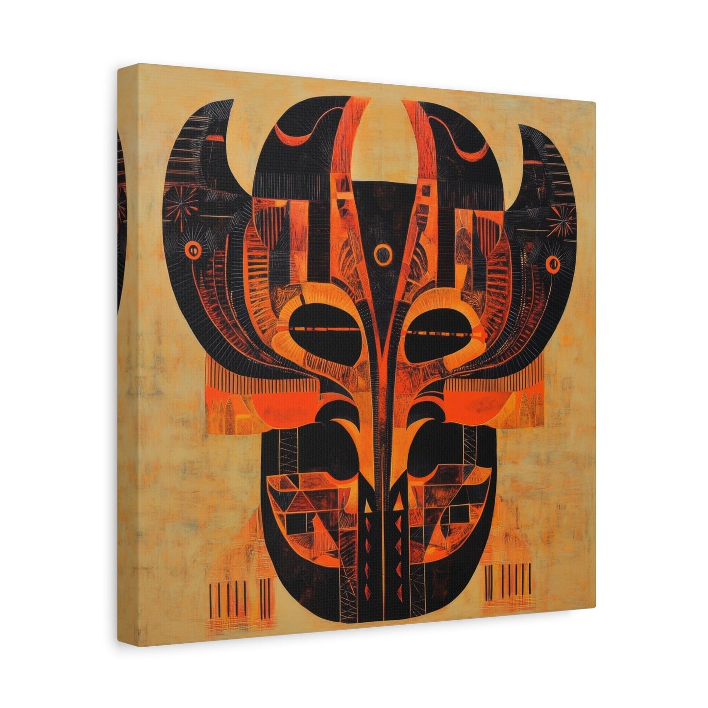 Tribal Horned Mask - African Wall Art - Aestheticanvas