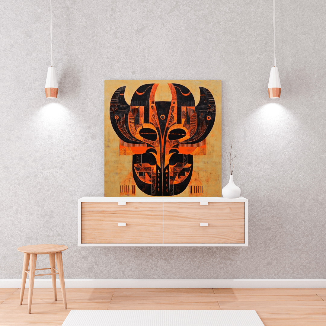 Tribal Horned Mask - African Wall Art - Aestheticanvas