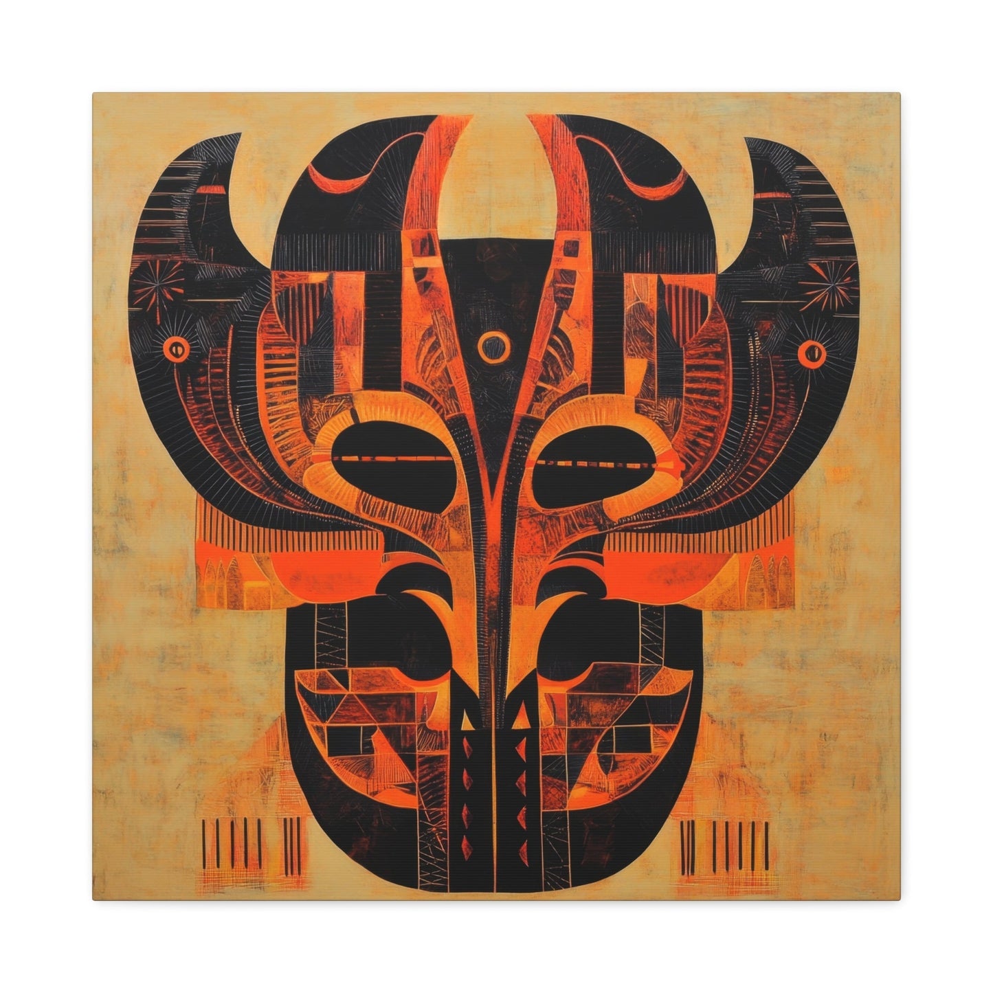 Tribal Horned Mask - African Wall Art - Aestheticanvas