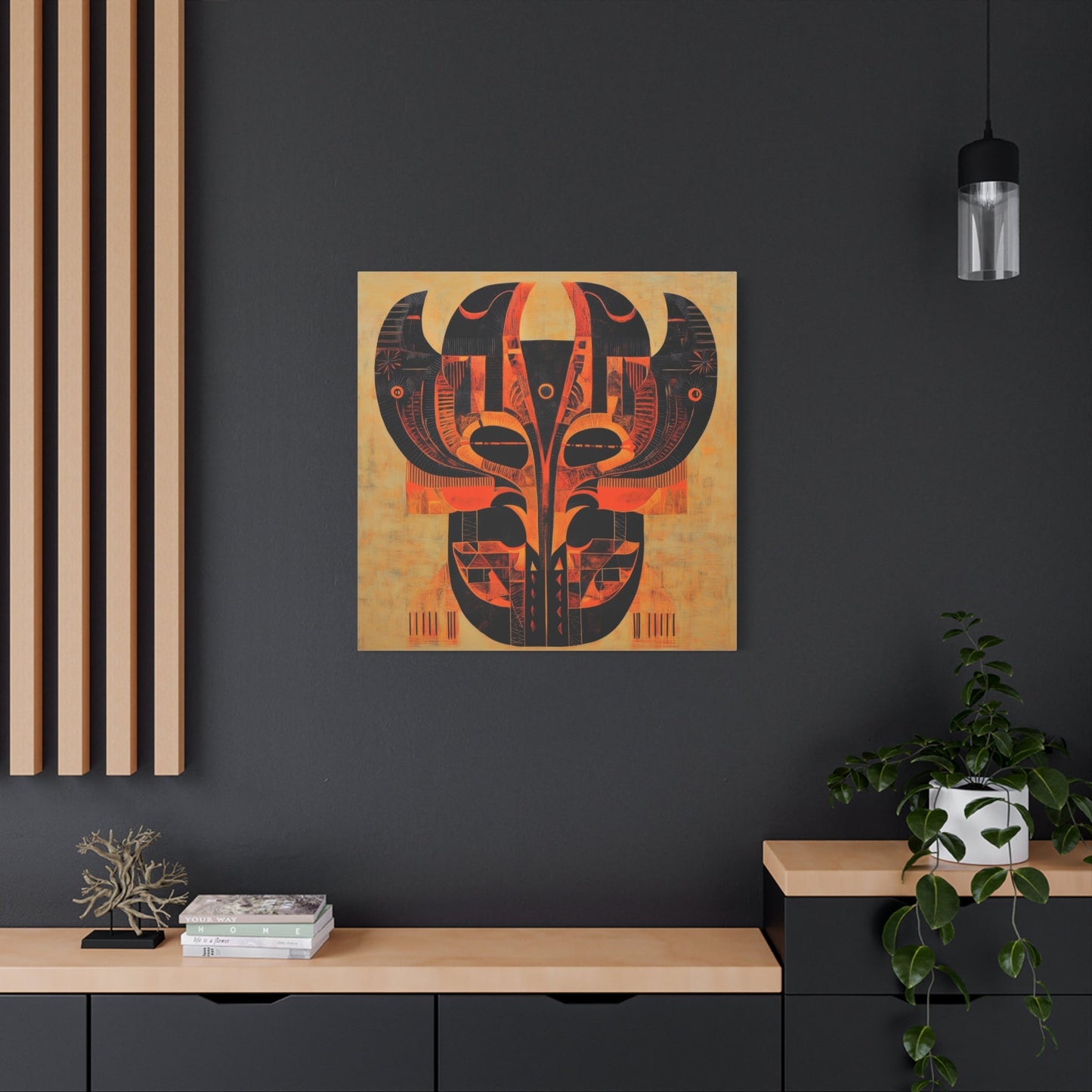 Tribal Horned Mask - African Wall Art - Aestheticanvas