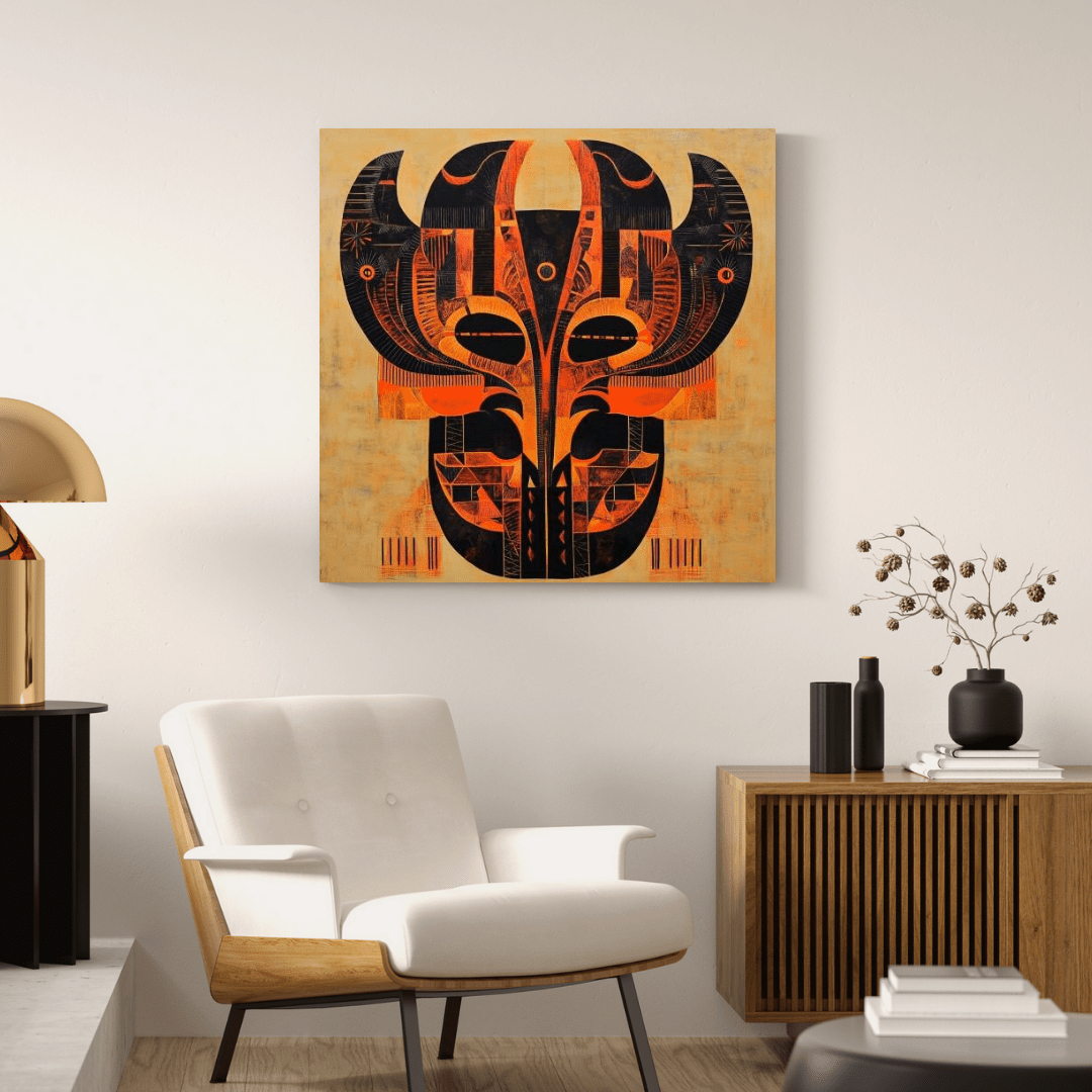 Tribal Horned Mask - African Wall Art - Aestheticanvas