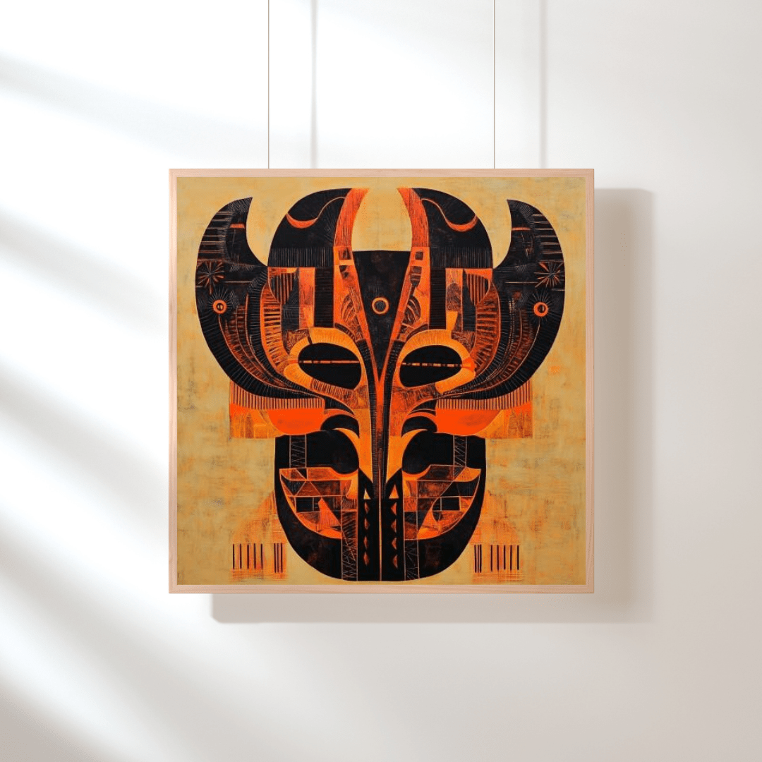 Tribal Horned Mask - African Wall Art - Aestheticanvas