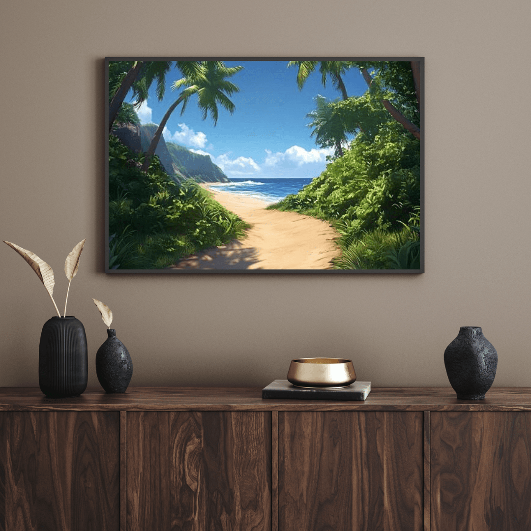 Tropical Beach Serenity Panorama - Nature Wall Art - Aestheticanvas