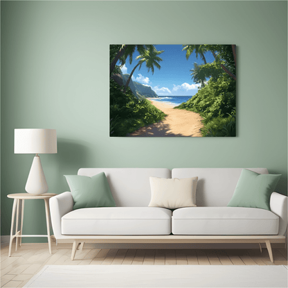 Tropical Beach Serenity Panorama - Nature Wall Art - Aestheticanvas