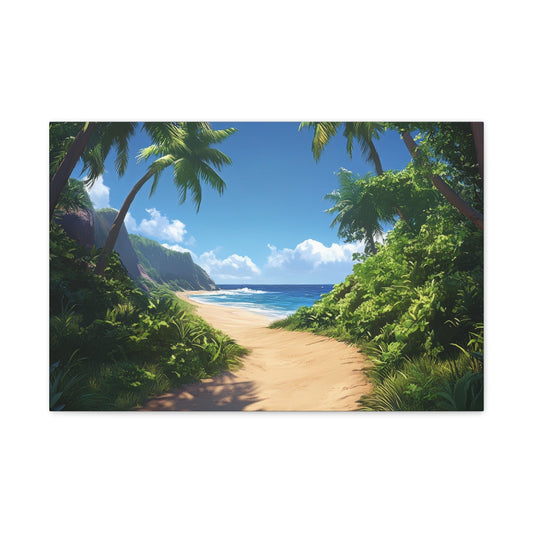 Tropical Beach Serenity Panorama - Nature Wall Art - Aestheticanvas