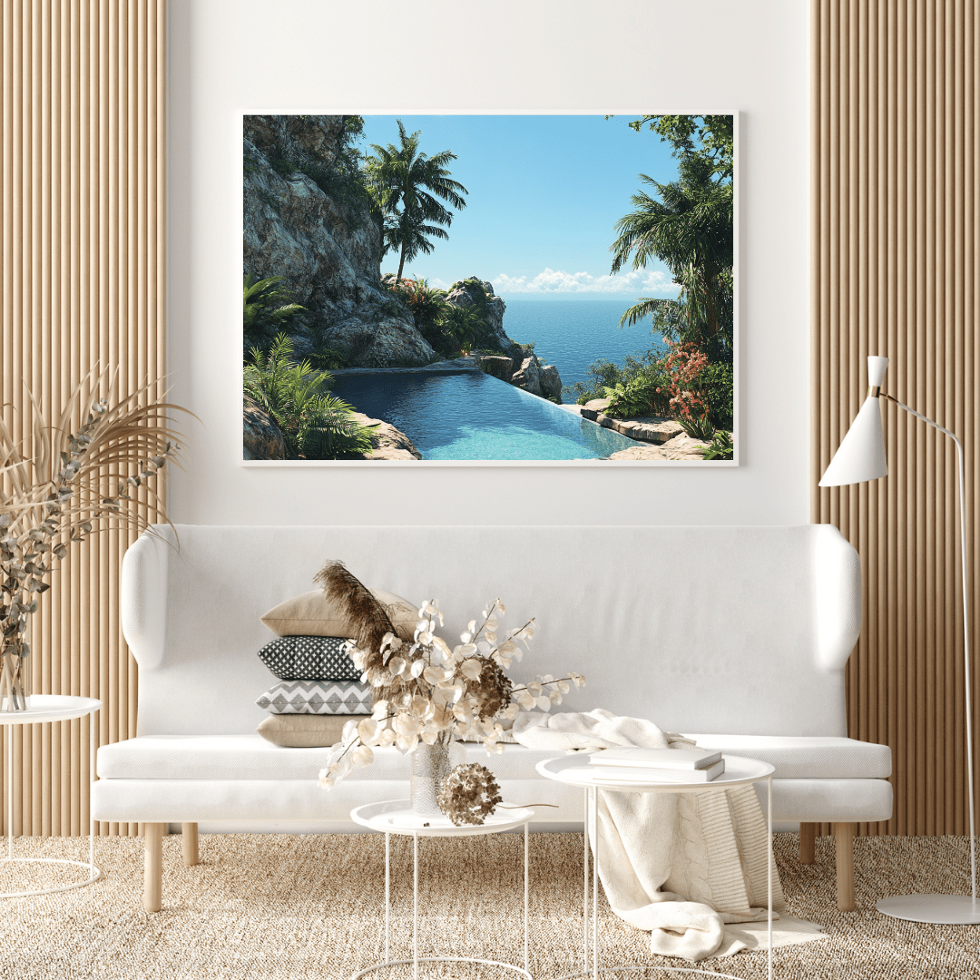 Tropical Infinity Pool Paradise - Landscape Wall Art - Aestheticanvas