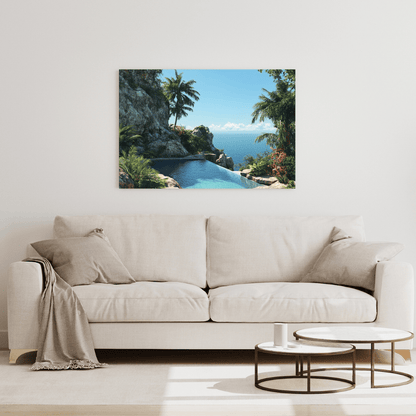 Tropical Infinity Pool Paradise - Landscape Wall Art - Aestheticanvas