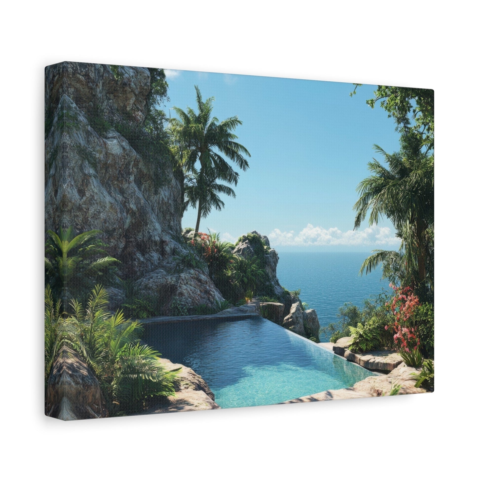 Tropical Infinity Pool Paradise - Landscape Wall Art - Aestheticanvas