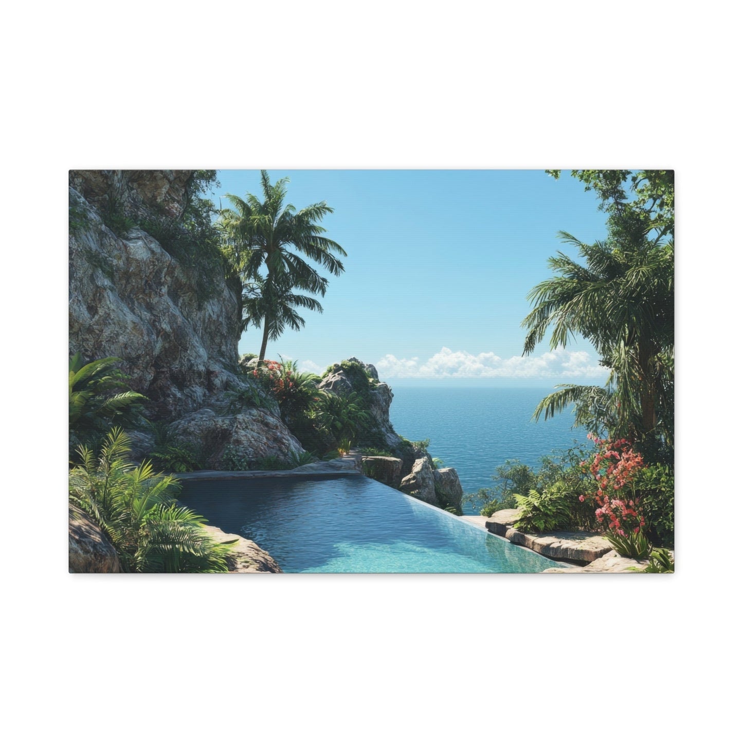 Tropical Infinity Pool Paradise - Landscape Wall Art - Aestheticanvas