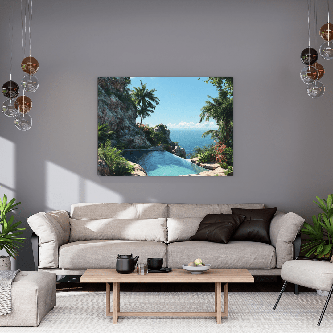 Tropical Infinity Pool Paradise - Landscape Wall Art - Aestheticanvas