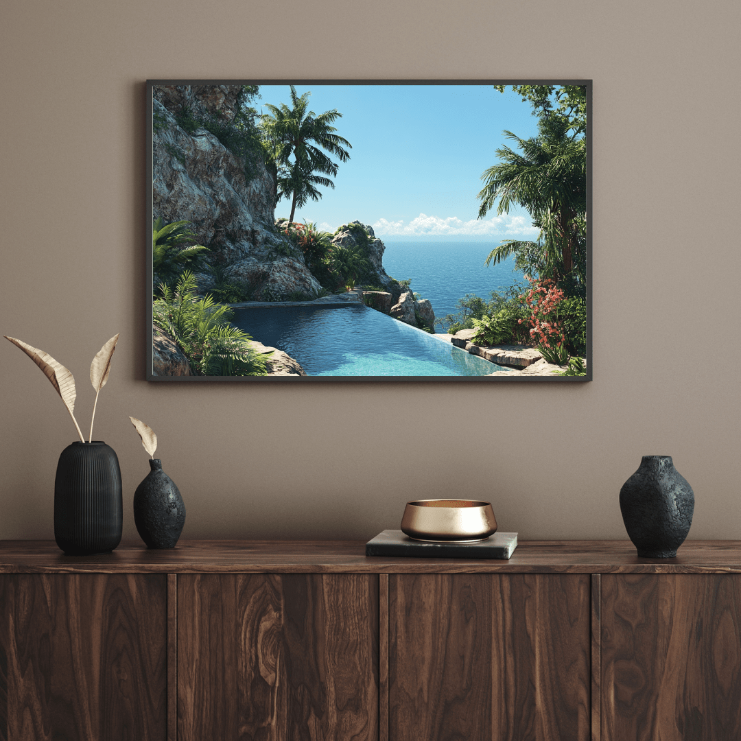 Tropical Infinity Pool Paradise - Landscape Wall Art - Aestheticanvas