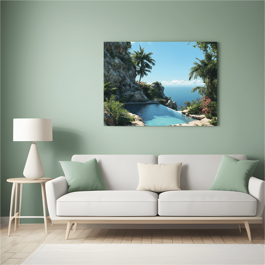 Tropical Infinity Pool Paradise - Landscape Wall Art - Aestheticanvas