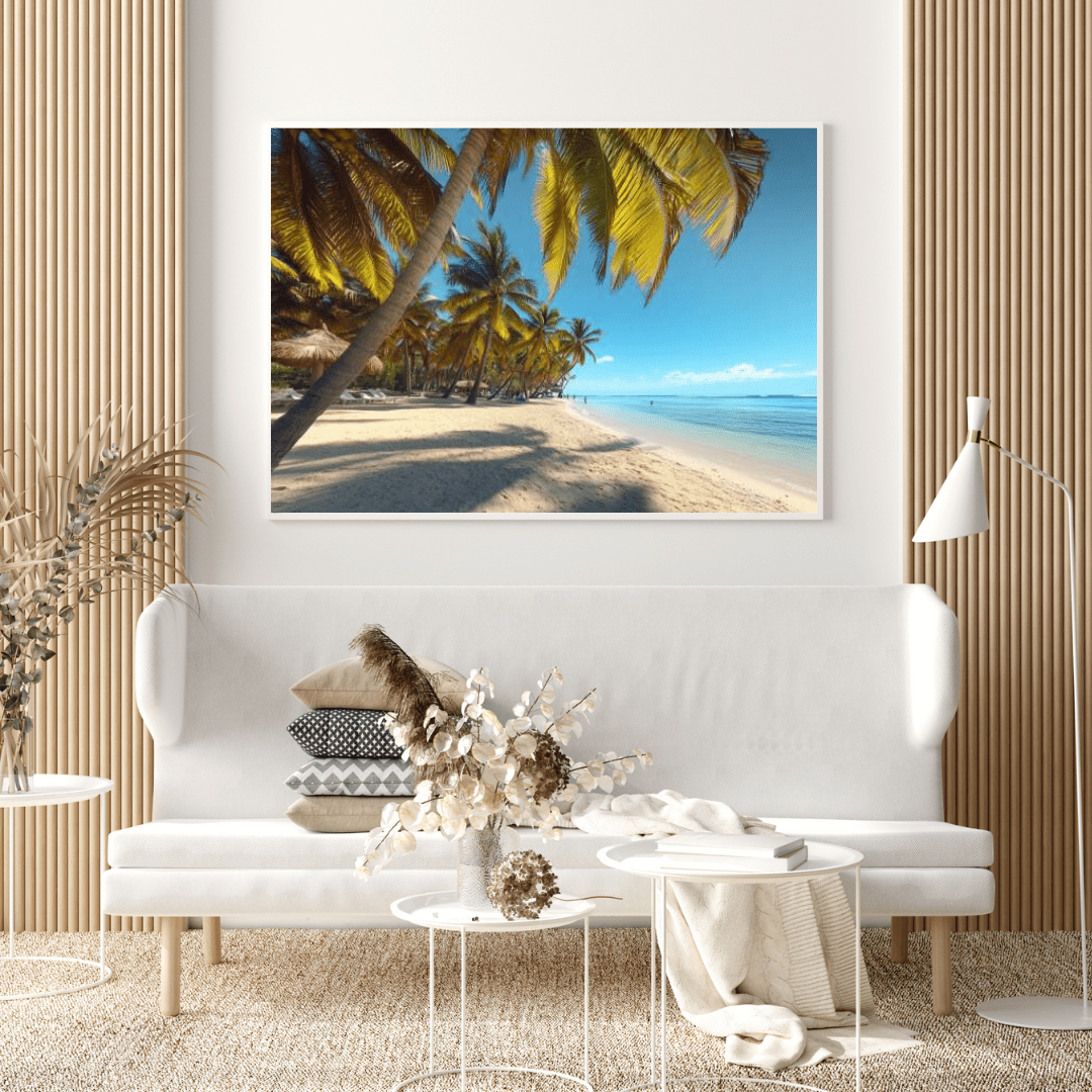 Tropical Paradise Beach with Palm Trees - Landscape Wall Art - Aestheticanvas