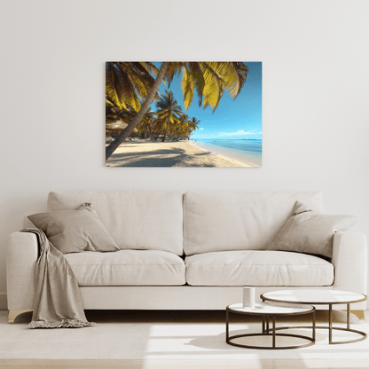 Tropical Paradise Beach with Palm Trees - Landscape Wall Art - Aestheticanvas