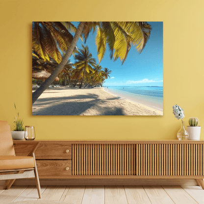 Tropical Paradise Beach with Palm Trees - Landscape Wall Art - Aestheticanvas