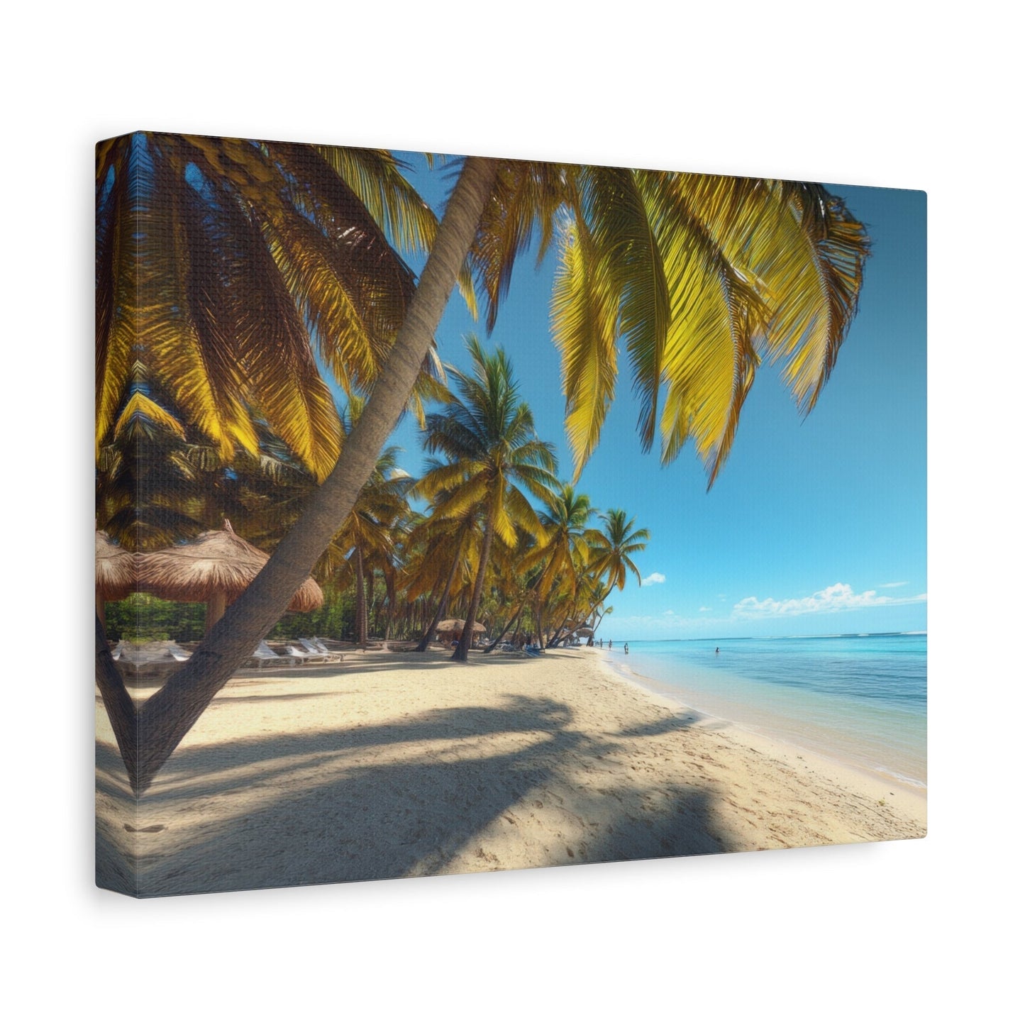 Tropical Paradise Beach with Palm Trees - Landscape Wall Art - Aestheticanvas