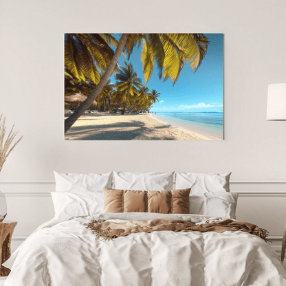 Tropical Paradise Beach with Palm Trees - Landscape Wall Art - Aestheticanvas