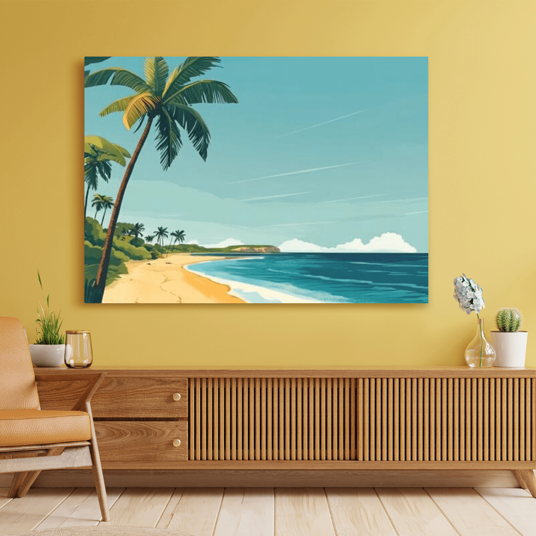 Tropical Tranquillity Beach Scene - Landscape Wall Art - Aestheticanvas