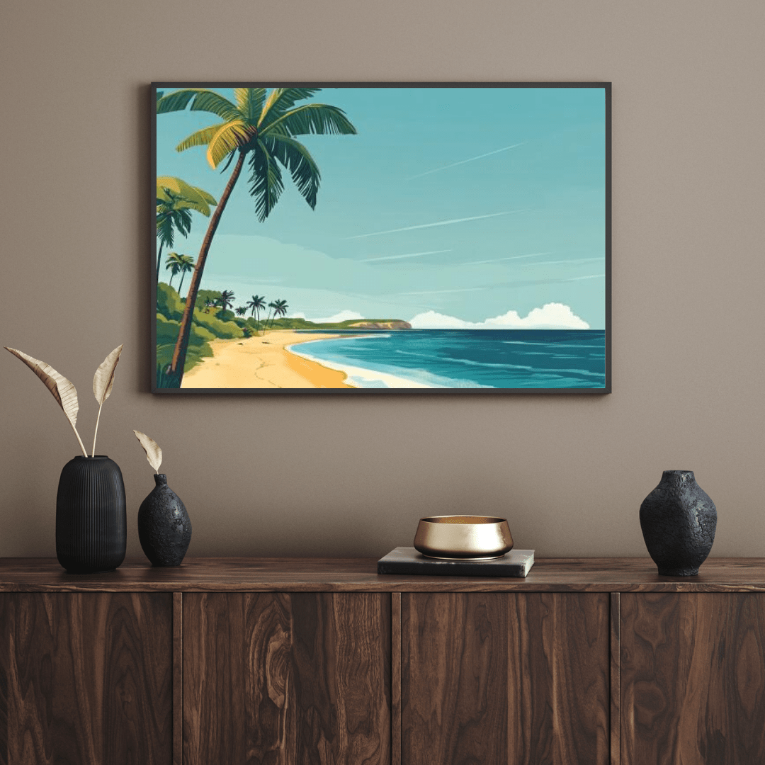 Tropical Tranquillity Beach Scene - Landscape Wall Art - Aestheticanvas