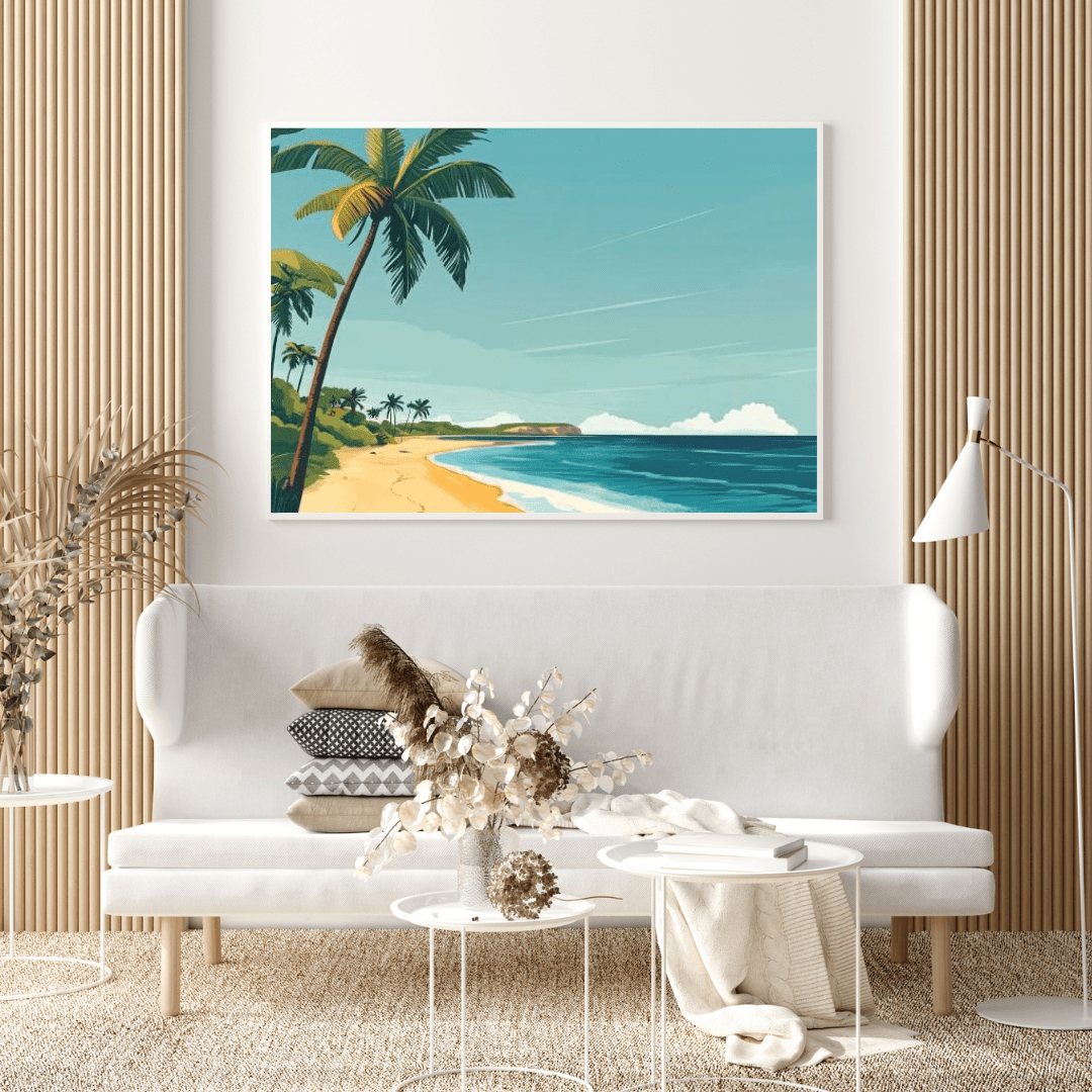 Tropical Tranquillity Beach Scene - Landscape Wall Art - Aestheticanvas