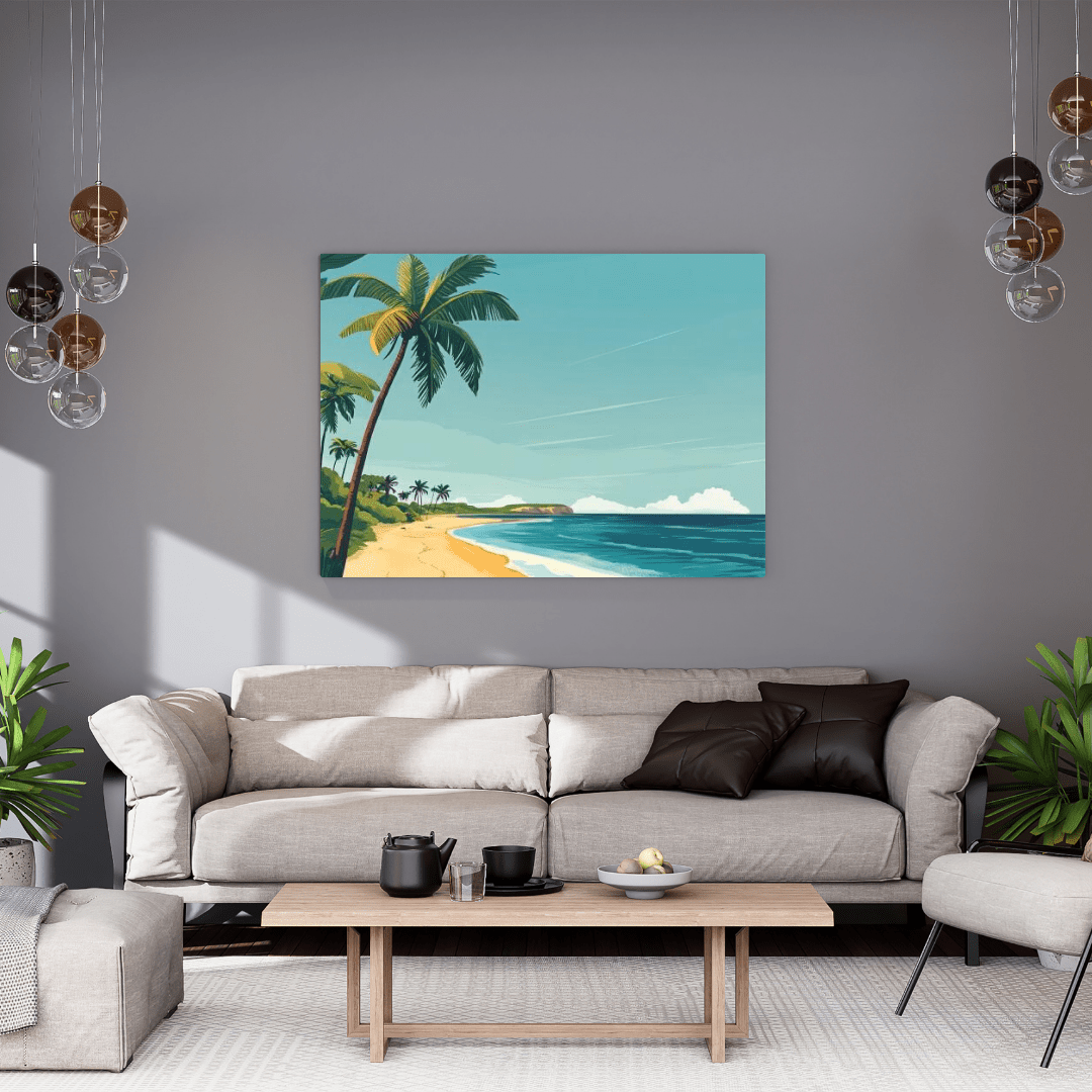 Tropical Tranquillity Beach Scene - Landscape Wall Art - Aestheticanvas