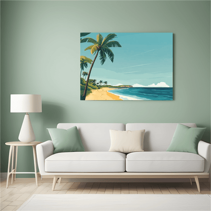 Tropical Tranquillity Beach Scene - Landscape Wall Art - Aestheticanvas