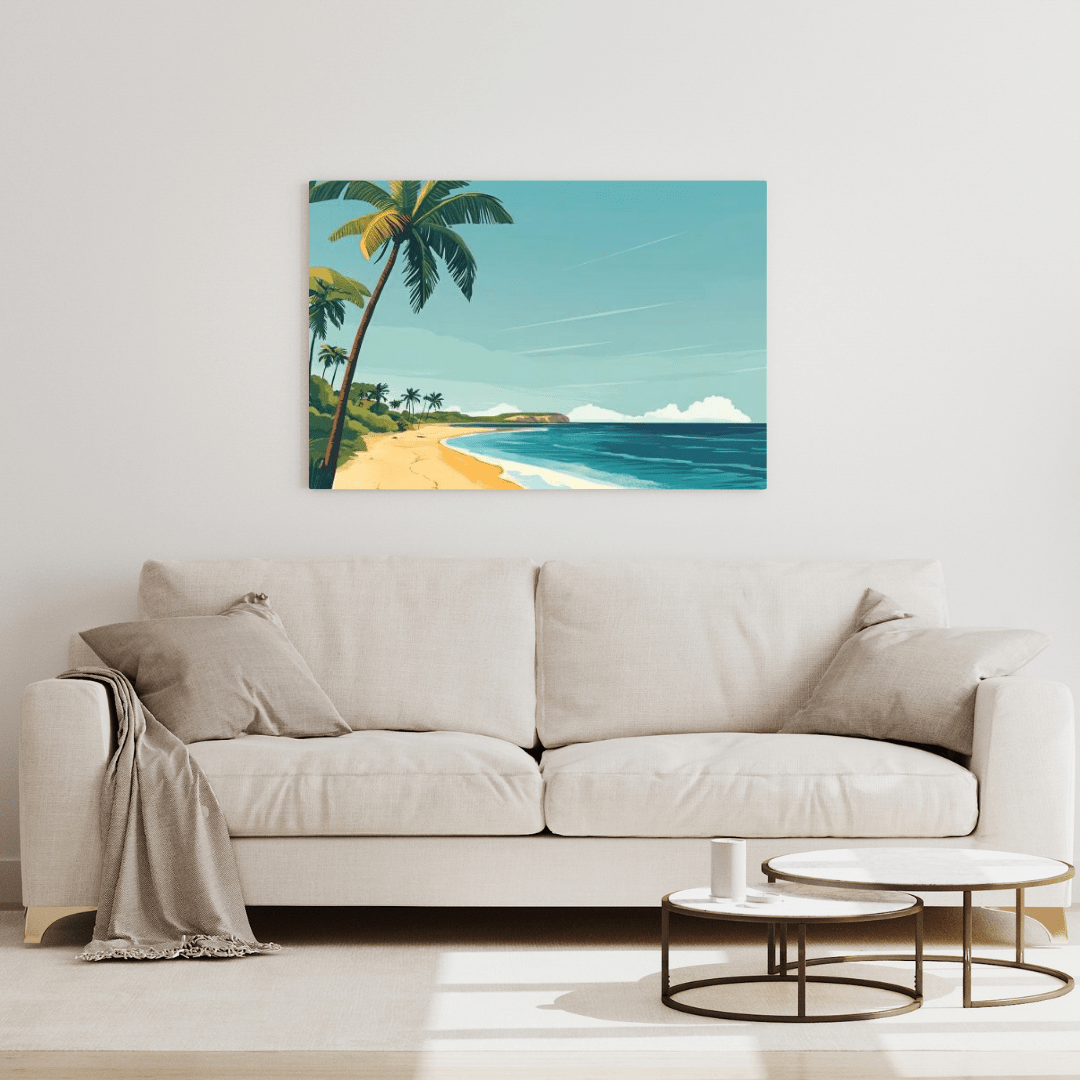 Tropical Tranquillity Beach Scene - Landscape Wall Art - Aestheticanvas