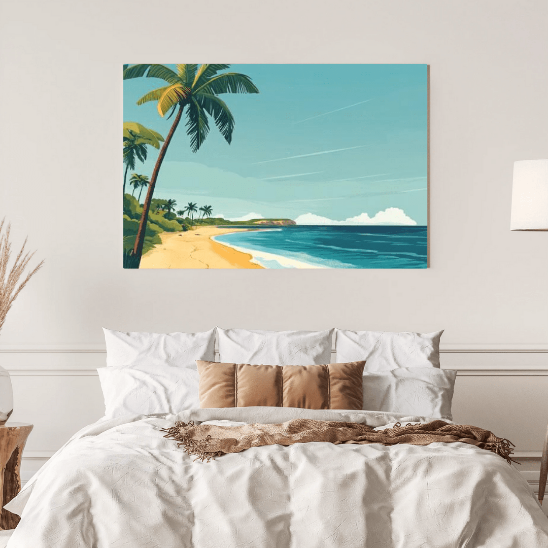 Tropical Tranquillity Beach Scene - Landscape Wall Art - Aestheticanvas