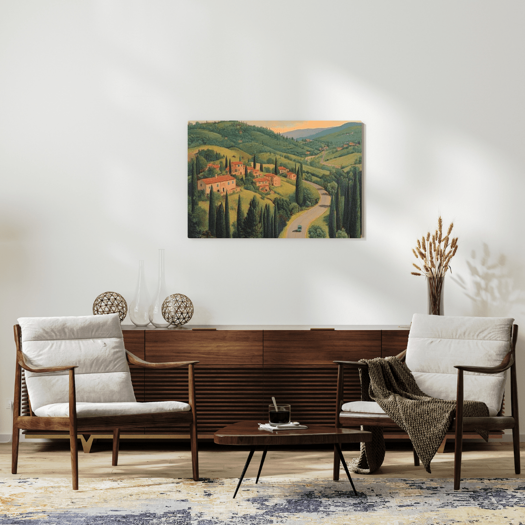 Tuscan Tranquillity Hillside View - Landscape Wall Art - Aestheticanvas