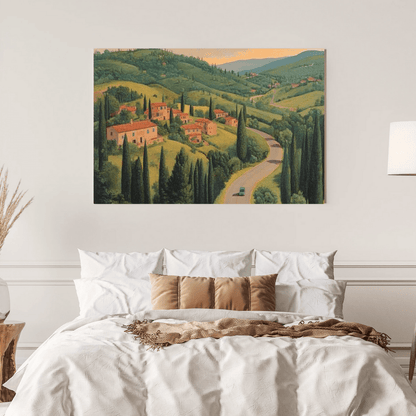 Tuscan Tranquillity Hillside View - Landscape Wall Art - Aestheticanvas