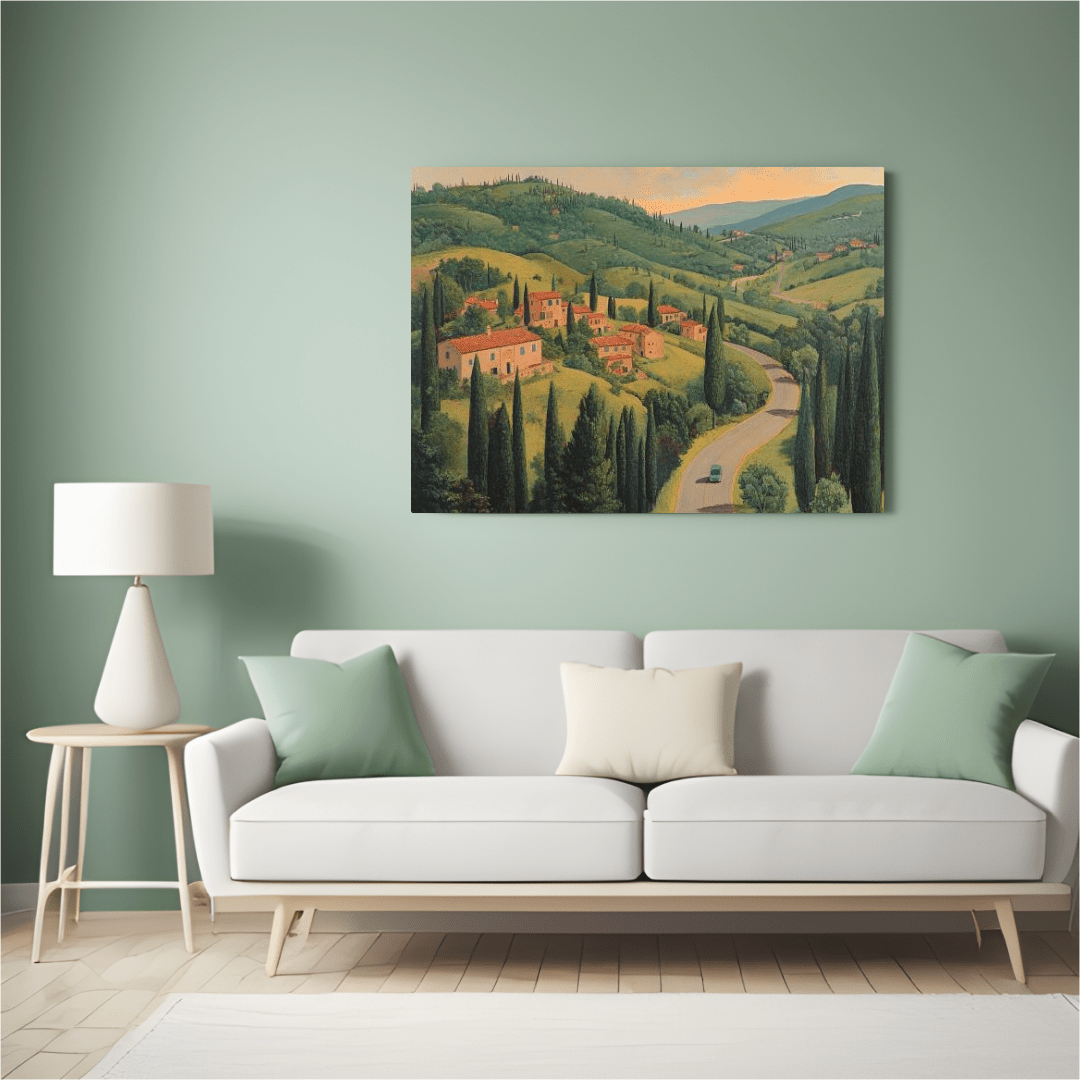 Tuscan Tranquillity Hillside View - Landscape Wall Art - Aestheticanvas