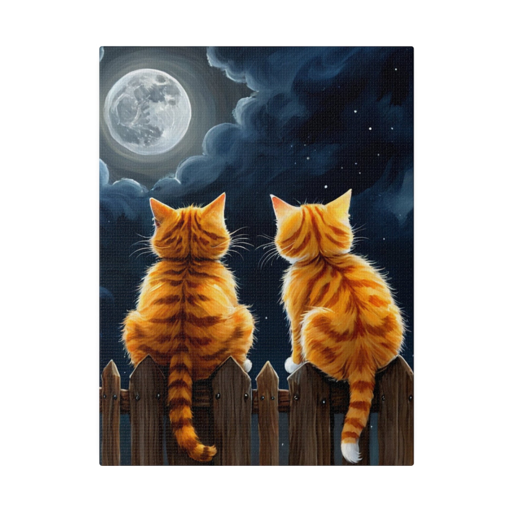 Two Friends Staring At The Moon - Cats Wall Art - Aestheticanvas