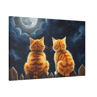 Two Friends Staring At The Moon - Cats Wall Art - Aestheticanvas