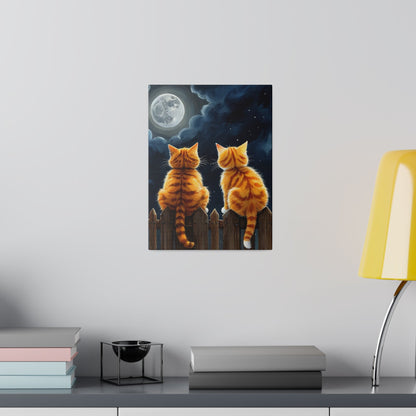 Two Friends Staring At The Moon - Cats Wall Art - Aestheticanvas